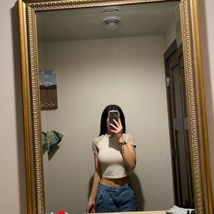 Brown/White Crop Tee